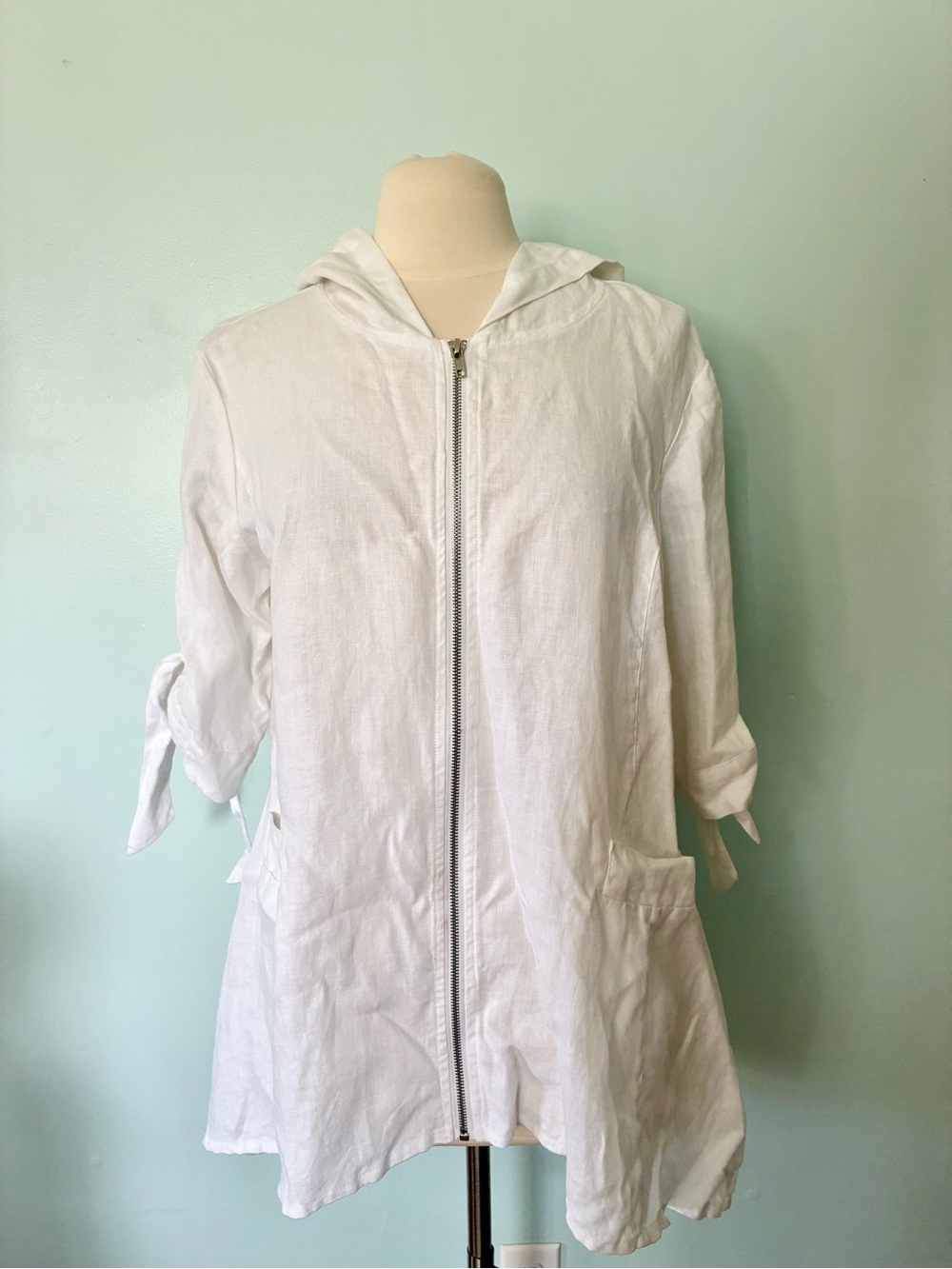 For Cynthia Linen Zip Front Tunic Top
